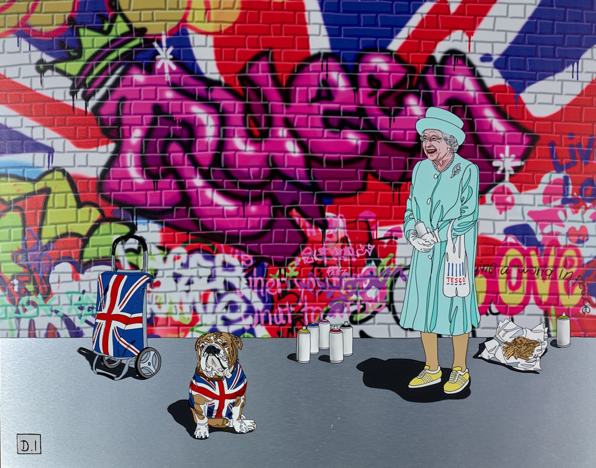 Queen On Union Jack Graffiti Wall